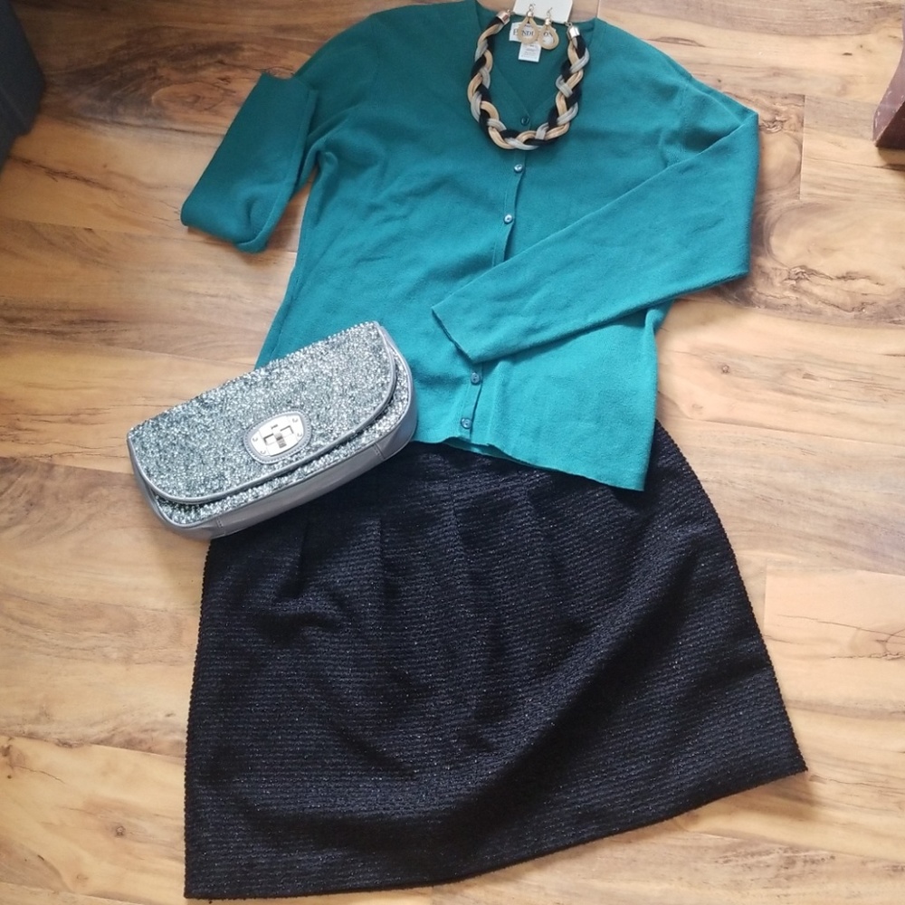 Ann Taylor Loft Sparkly Black Skirt